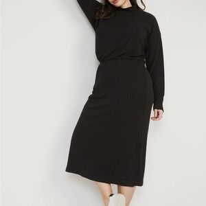 Old Navy New Black Ribbed Dress size Medium Tall